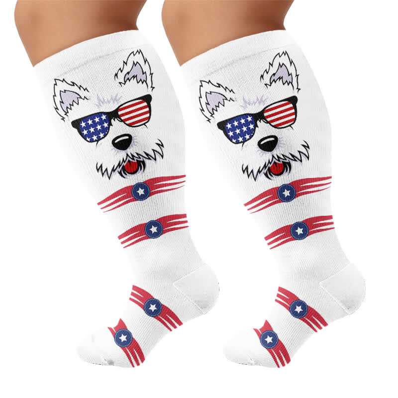 Chaussettes de compression grandes tailles à motifs d'animaux patriotiques - image 8