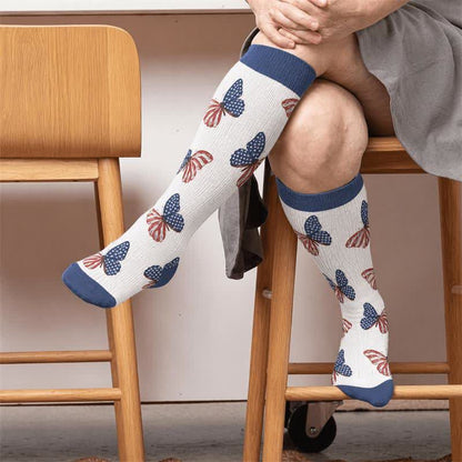 Chaussettes de compression grandes tailles à motifs d'animaux patriotiques - Bleu (1 paire) - 4XL(1 paire) - image 2