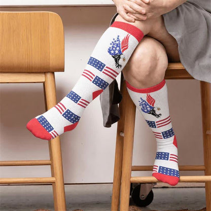 Chaussettes de compression grandes tailles à motifs d'animaux patriotiques - Rouge (1 paire) - 4XL(1 paire) - image 3