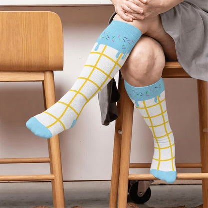 Chaussettes de compression grande taille à la délicieuse crème glacée - Bleu (1 paire) - 4XL(1 paire) - image 1