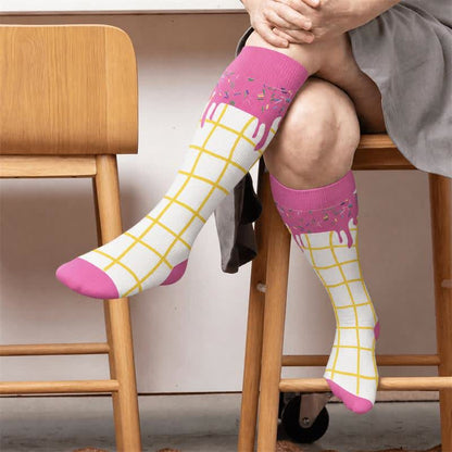 Chaussettes de compression grande taille à la délicieuse crème glacée - Rose (1 paire) - 4XL(1 paire) - image 3