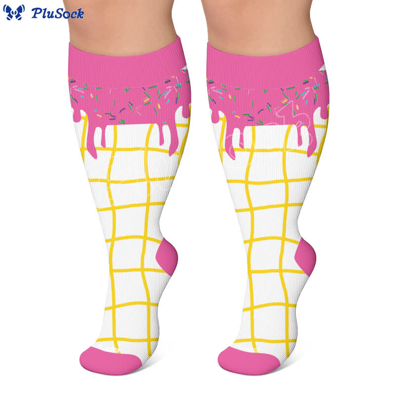 Chaussettes de compression grande taille à la délicieuse crème glacée - image 7
