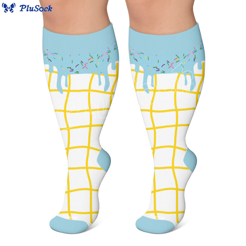 Chaussettes de compression grande taille à la délicieuse crème glacée - image 5