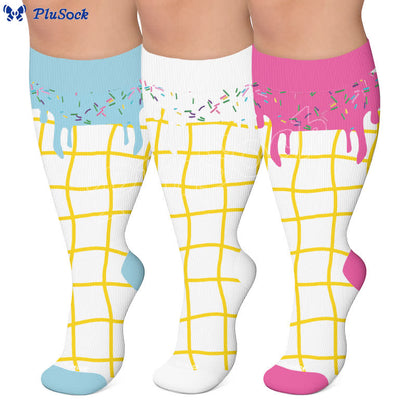 Chaussettes de compression grande taille à la délicieuse crème glacée - image 0