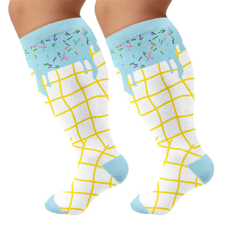 Chaussettes de compression grande taille à la délicieuse crème glacée - image 8