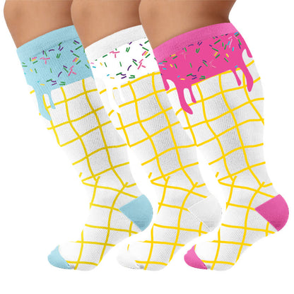 Chaussettes de compression grande taille à la délicieuse crème glacée - Multicolore (3 paires) - 4XL(1 paire) - image 4