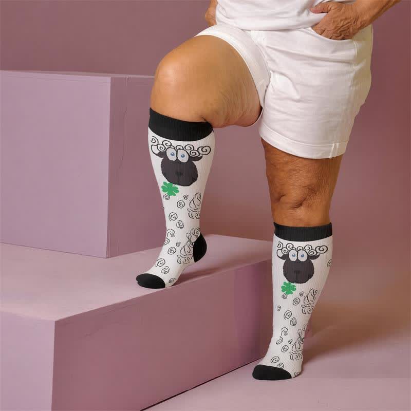 Chaussettes de compression grandes tailles à motif animal abstrait - Blanc (1 paire) - 4XL - image 2