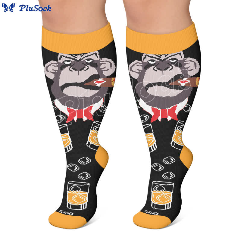 Chaussettes de compression grandes tailles à motif animal abstrait - image 7