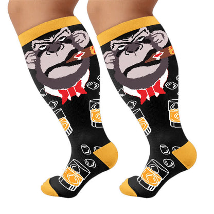 Chaussettes de compression grandes tailles à motif animal abstrait - image 10