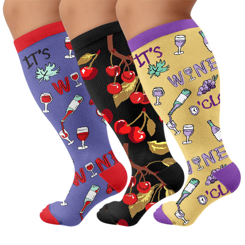 Chaussettes de compression Wine O'Clock grandes tailles - Multicolore (3 paires) - 4XL - image 4