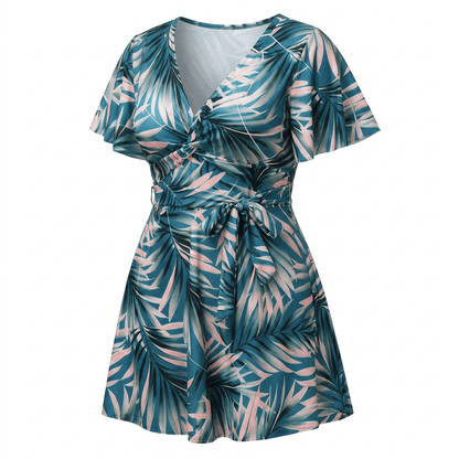Ensemble de maillot de bain deux pièces à motif de feuilles tropicales - image 4