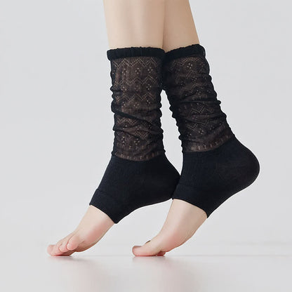 Chaussettes montantes en dentelle transparente (3 paires) - Noir - UE35-39 (US2-6) - image 1
