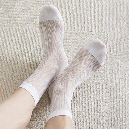 Chaussettes courtes transparentes à chevrons (4 paires) - image 4