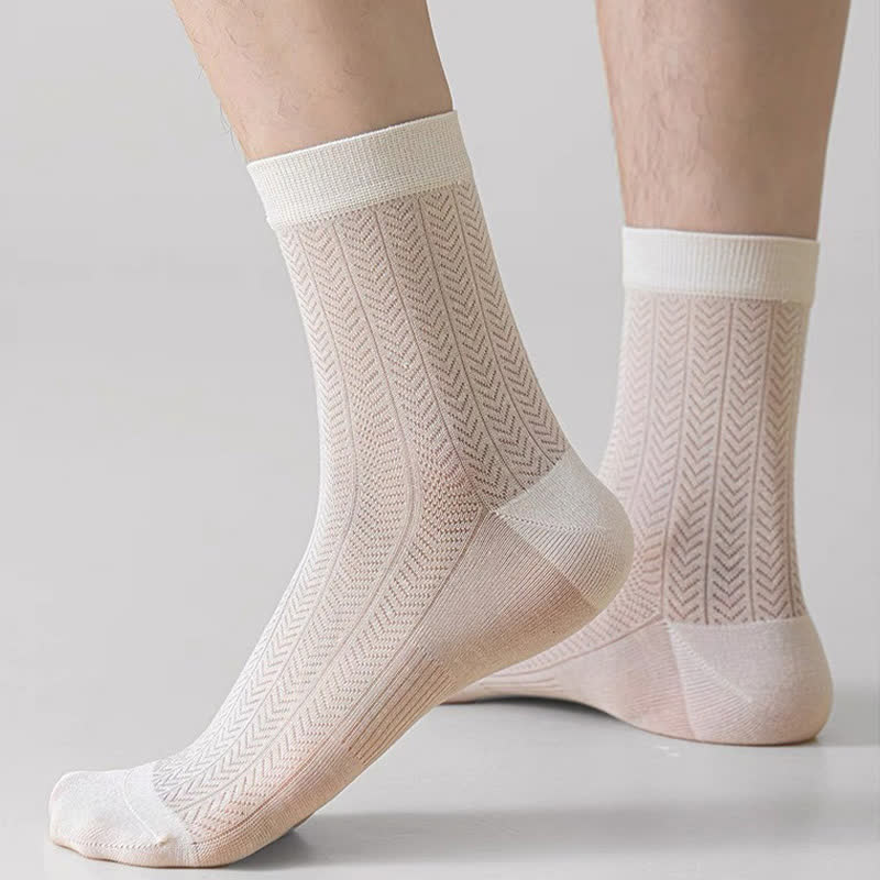 Chaussettes courtes transparentes à chevrons (4 paires) - Blanc - EU38-43 (US5-9) - image 2