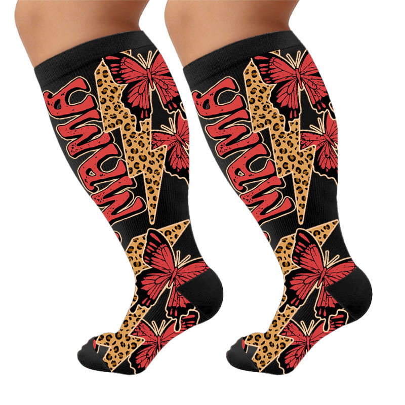 Chaussettes de compression papillon créatives grandes tailles - Noir (1 paire) - 4XL - image 9