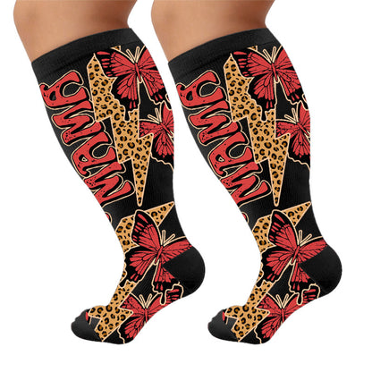 Chaussettes de compression papillon créatives grandes tailles - Noir (1 paire) - 4XL - image 9