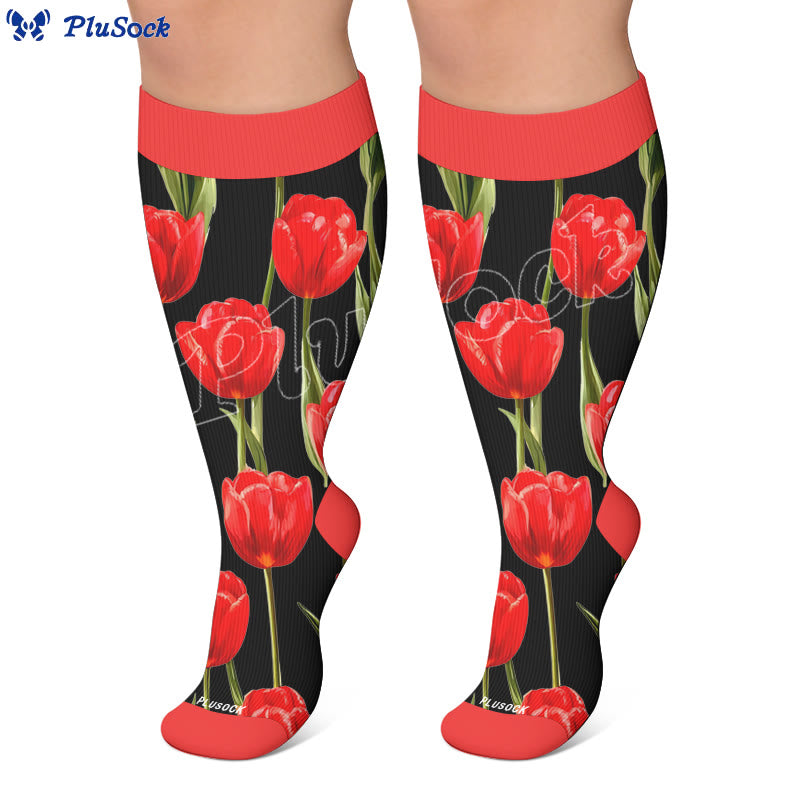 Chaussettes de compression Tulip Bloom grande taille - image 7