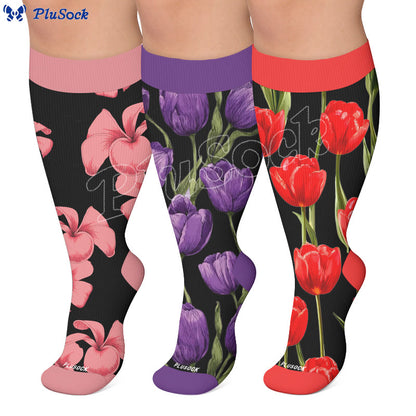 Chaussettes de compression Tulip Bloom grande taille - image 0