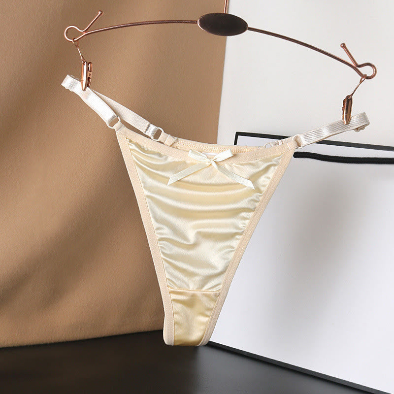 Culottes string en satin soyeux avec nœud (paquet de 4) - Abricot - L - image 13