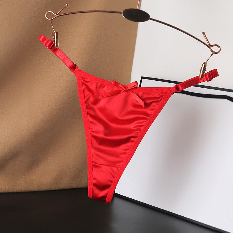 Culottes string en satin soyeux avec nœud (paquet de 4) - Rouge - L - image 14