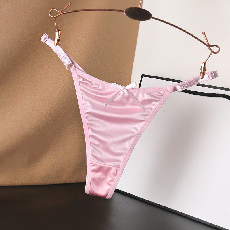 Culottes string en satin soyeux avec nœud (paquet de 4) - Rose clair - L - image 8