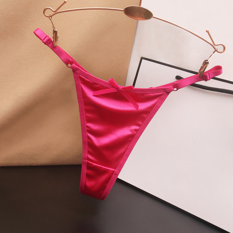 Culottes string en satin soyeux avec nœud (paquet de 4) - Fuchsia - L - image 11