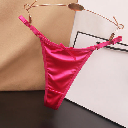Culottes string en satin soyeux avec nœud (paquet de 4) - Fuchsia - L - image 11