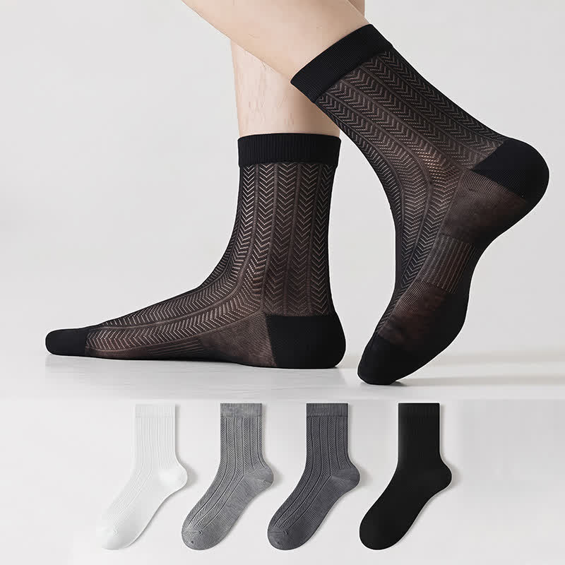 Chaussettes courtes transparentes à chevrons (4 paires) - Multicolore - EU38-43 (US5-9) - image 0