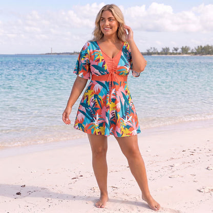 Robe de bain Tropical Bloom à col en V et dos nu - image 5