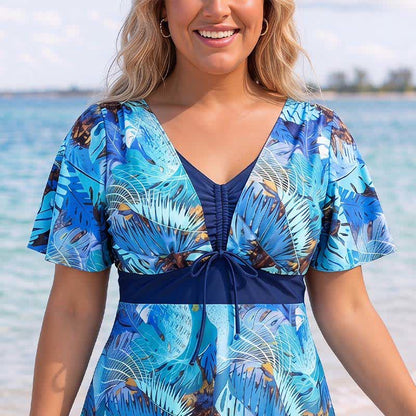 Robe de bain Tropical Bloom à col en V et dos nu - image 3