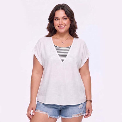 Haut dos nu en maille grande taille - Blanc - 5XL - image 2