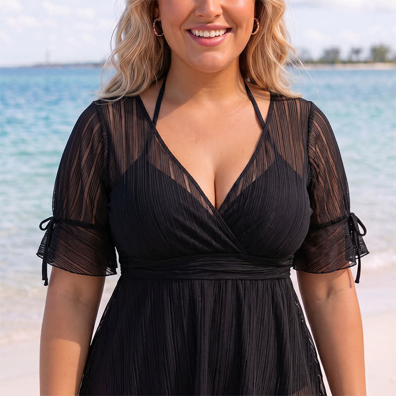 Robe de bain portefeuille noire transparente - image 1