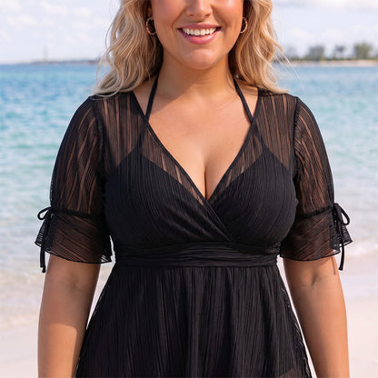 Robe de bain portefeuille noire transparente - image 1