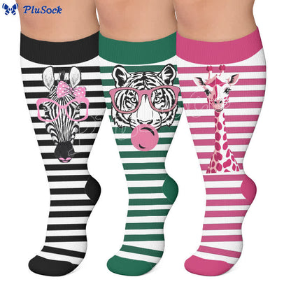 Chaussettes de compression à rayures zébrées grande taille - image 0