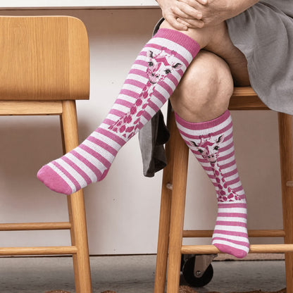 Chaussettes de compression à rayures zébrées grande taille - Rose (1 paire) - 4XL - image 3