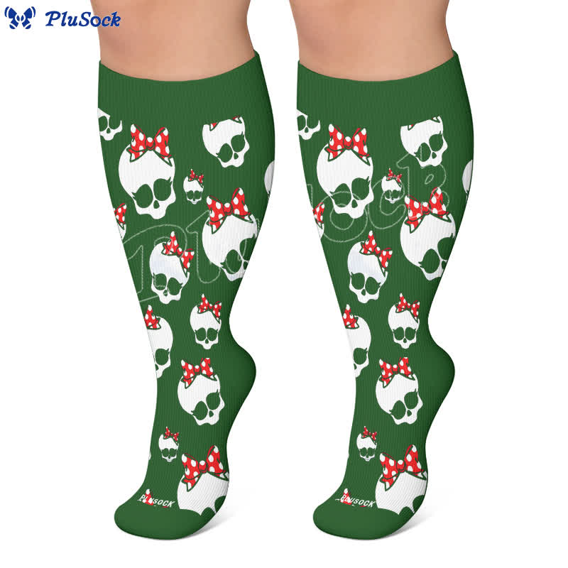 Chaussettes de compression grande taille en forme de cœur, nœud et crâne - image 7