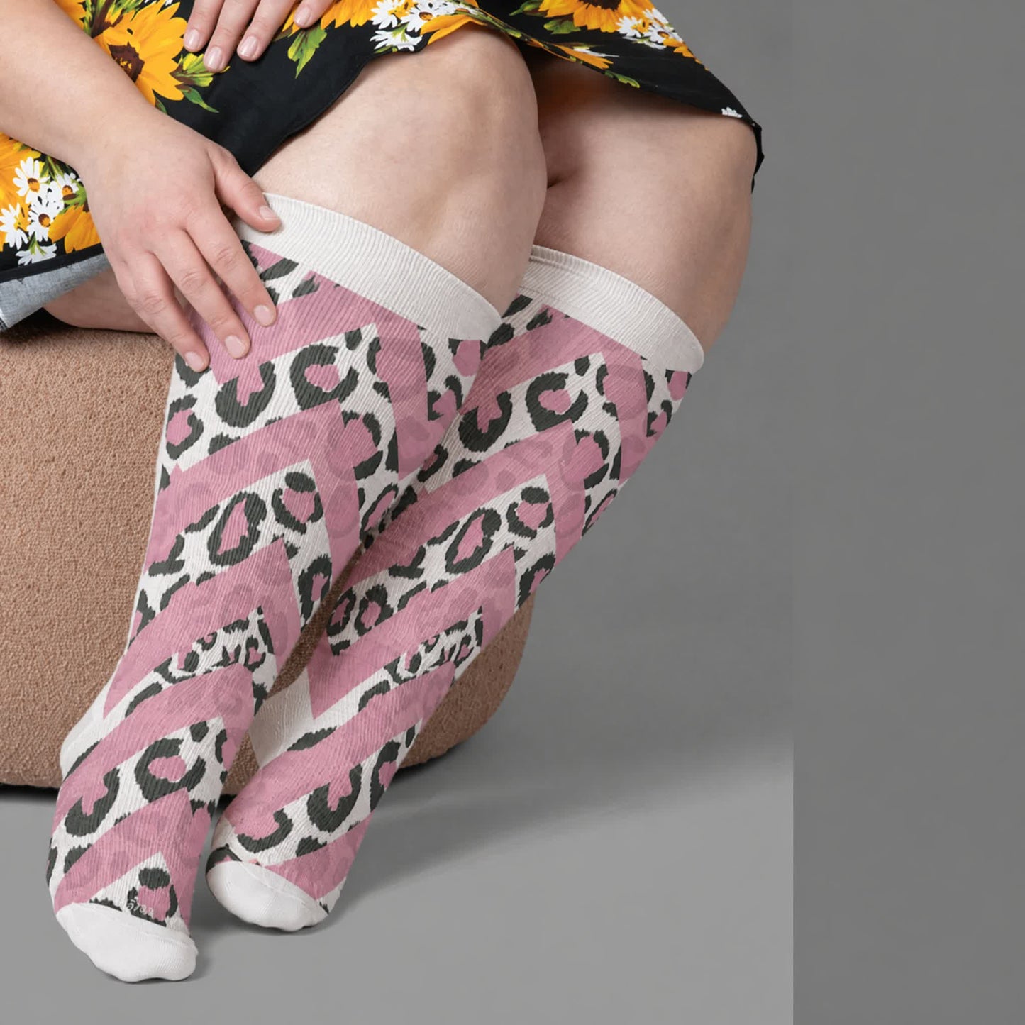 Chaussettes de compression Wild Leopard grandes tailles - Blanc (1 paire) - 4XL - image 3