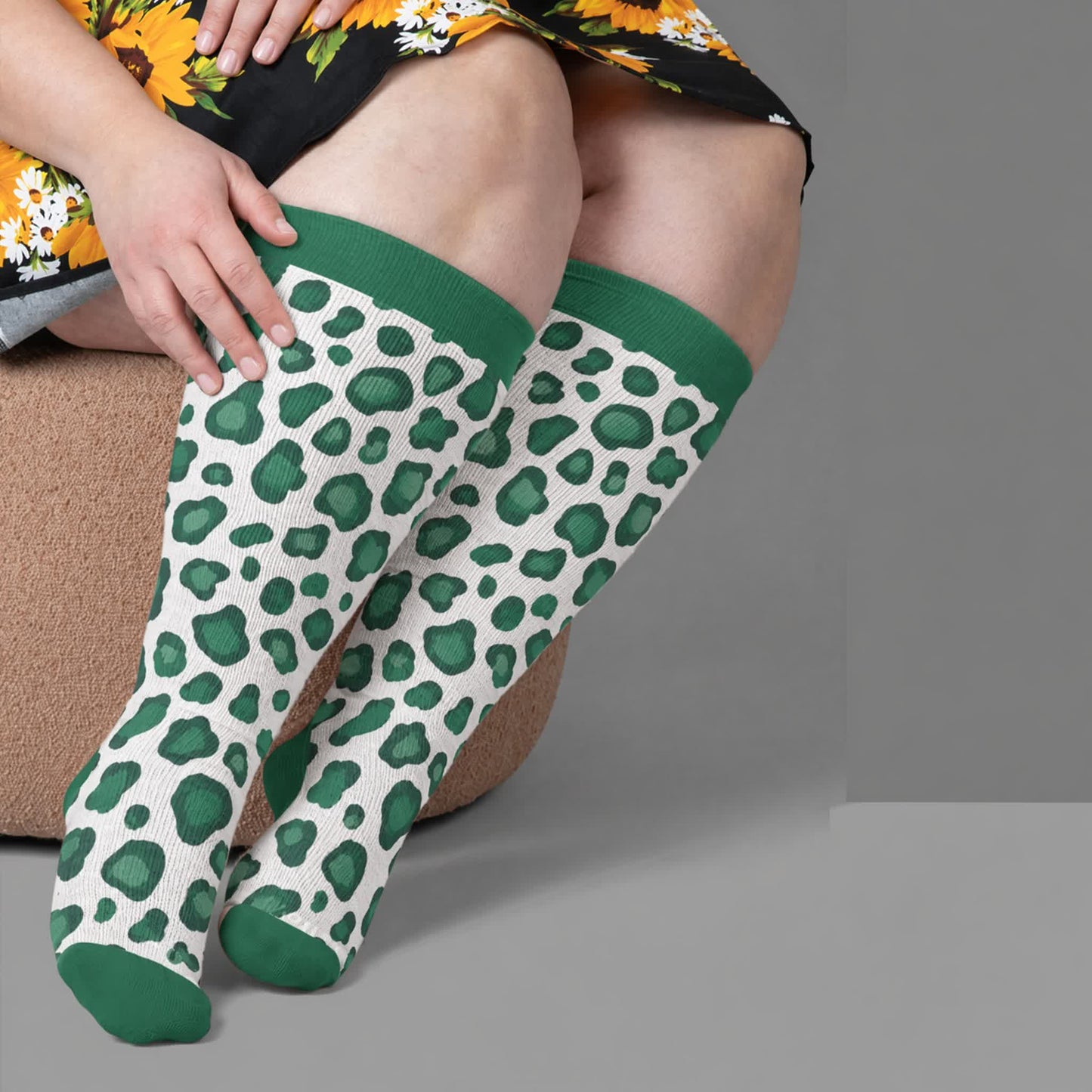 Chaussettes de compression Wild Leopard grandes tailles - Vert (1 paire) - 4XL - image 2