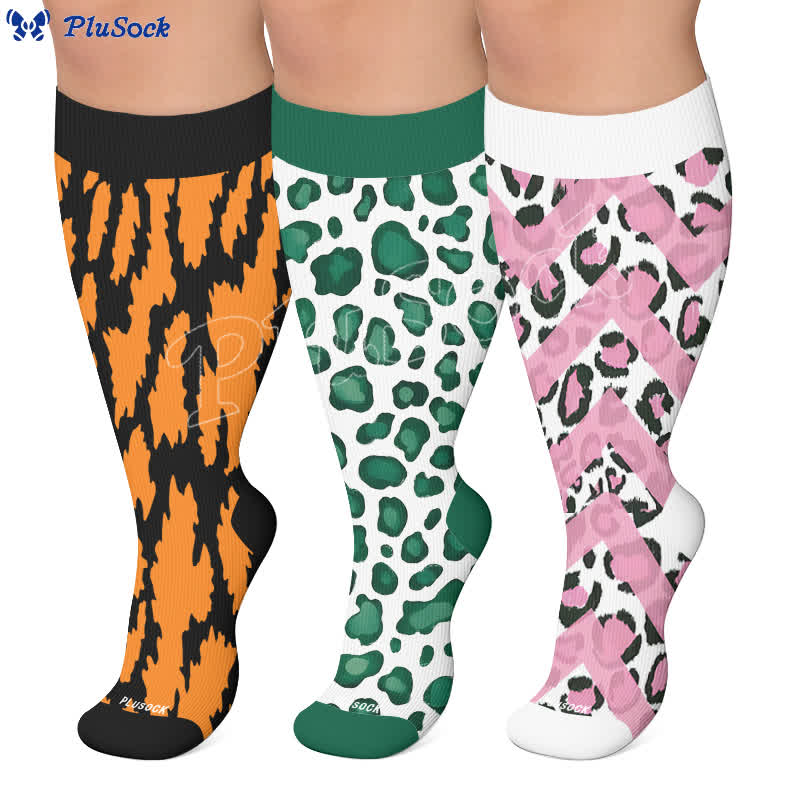 Chaussettes de compression Wild Leopard grandes tailles - image 0