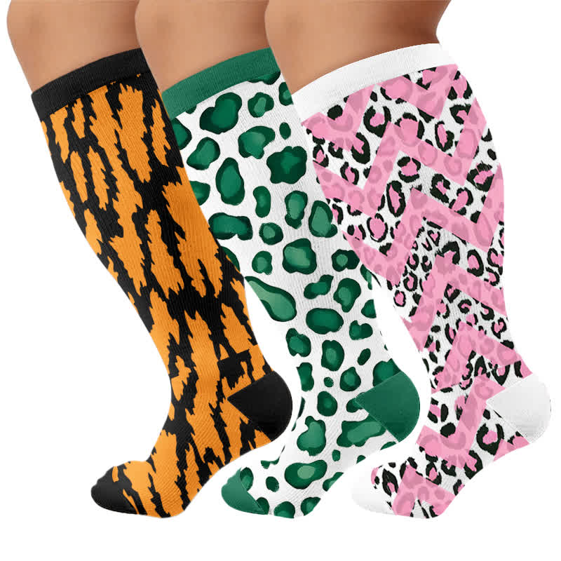 Chaussettes de compression Wild Leopard grandes tailles - Multicolore (3 paires) - 4XL - image 4