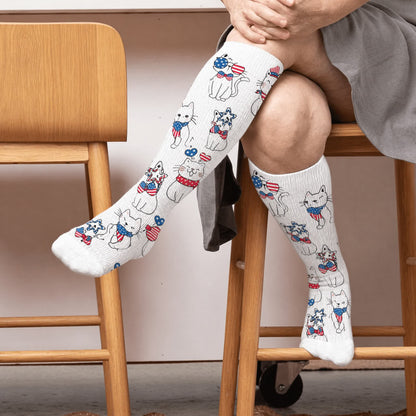 Chaussettes de compression patriotiques à motif cœur, grandes tailles - Blanc (1 paire) - 4XL - image 3