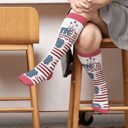Chaussettes de compression patriotiques à motif cœur, grandes tailles - Rouge (1 paire) - 4XL - image 2
