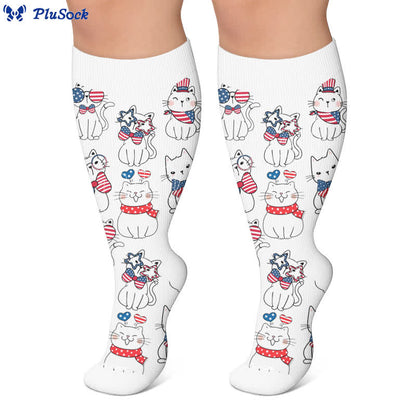 Chaussettes de compression patriotiques à motif cœur, grandes tailles - image 7