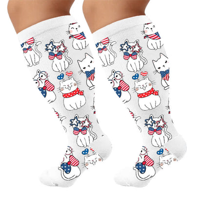 Chaussettes de compression patriotiques à motif cœur, grandes tailles - image 10
