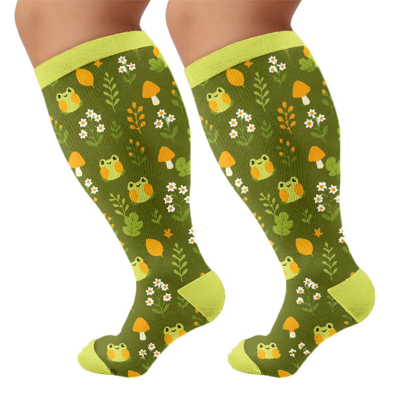 Chaussettes de compression grande taille grenouille vache lapin - Vert olive (1 paire) - 4XL - image 8