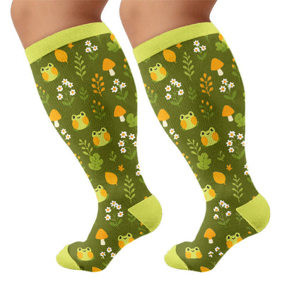 Chaussettes de compression grande taille grenouille vache lapin - Vert olive (1 paire) - 4XL - image 8