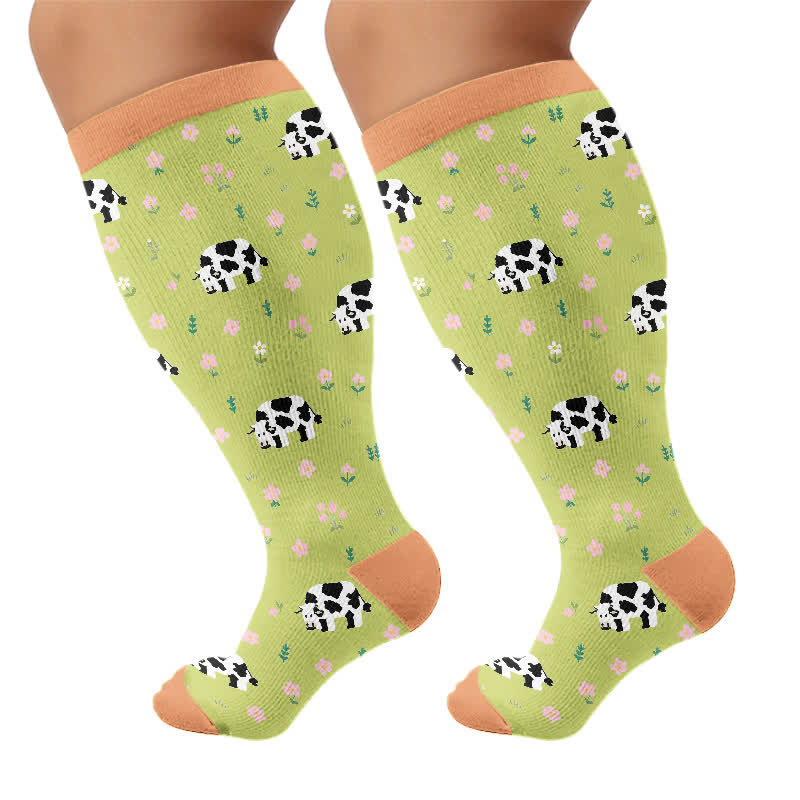 Chaussettes de compression grande taille grenouille vache lapin - Vert (1 paire) - 4XL - image 9