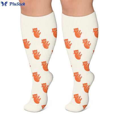 Chaussettes de compression grande taille motif chat dalmatien - image 5