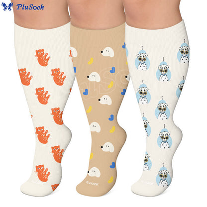 Chaussettes de compression grande taille motif chat dalmatien - image 0