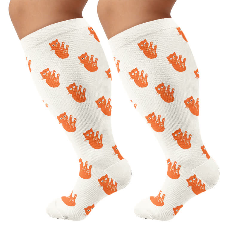 Chaussettes de compression grande taille motif chat dalmatien - Chat (1 paire) - 4XL - image 9